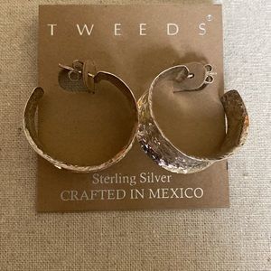 Tweeds Sterling Silver Statement Hammered Hoop Earrings NWT